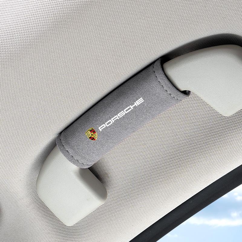 Car Suede Auto Emblem Roof Handle Protection Pull Gloves Accessories For Porsche 911 718 Cayenne Cayman Panamera Macan Boxster DNPQR1