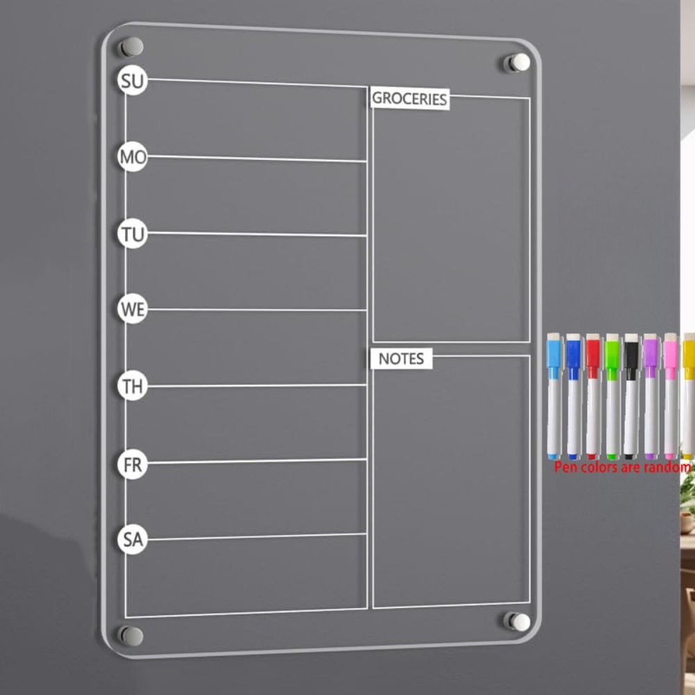Reusable Magnetic Acrylic Weekly Planner Multifunctional Planning Note Board  Office/Home Use