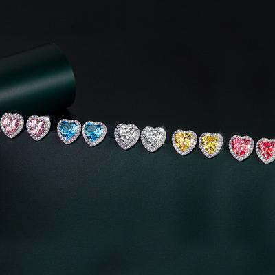 1 Pair Earrings Shiny Exquisite Heart Shape Ear Studs for Party