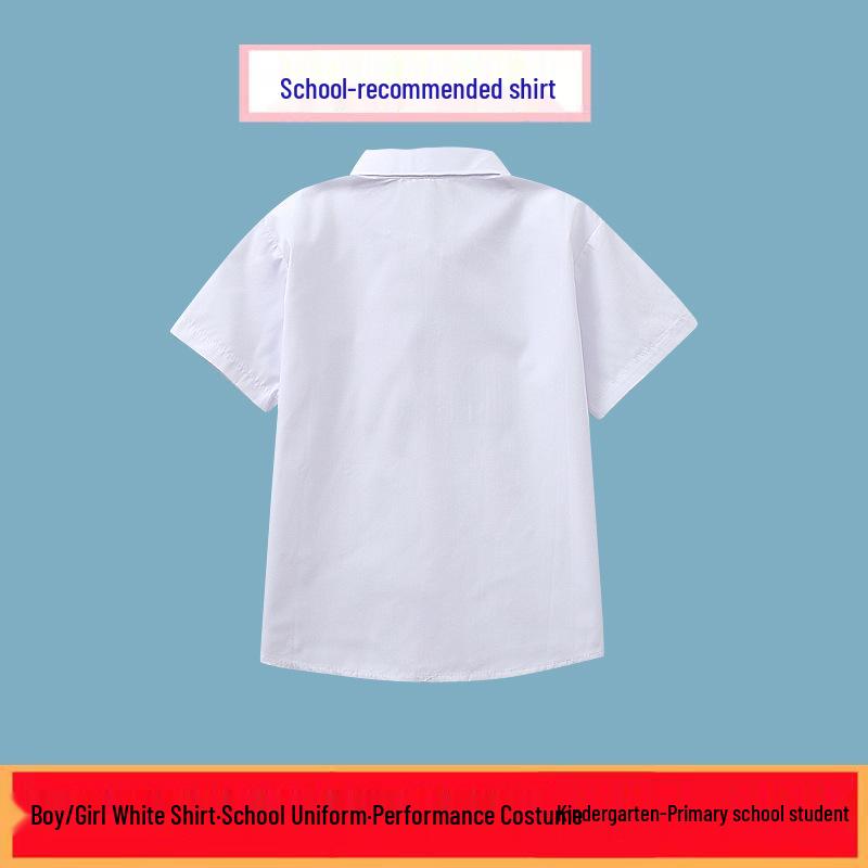 Unisex Kinder weißes Faltenhemd - Schrumpf- & knitterarm