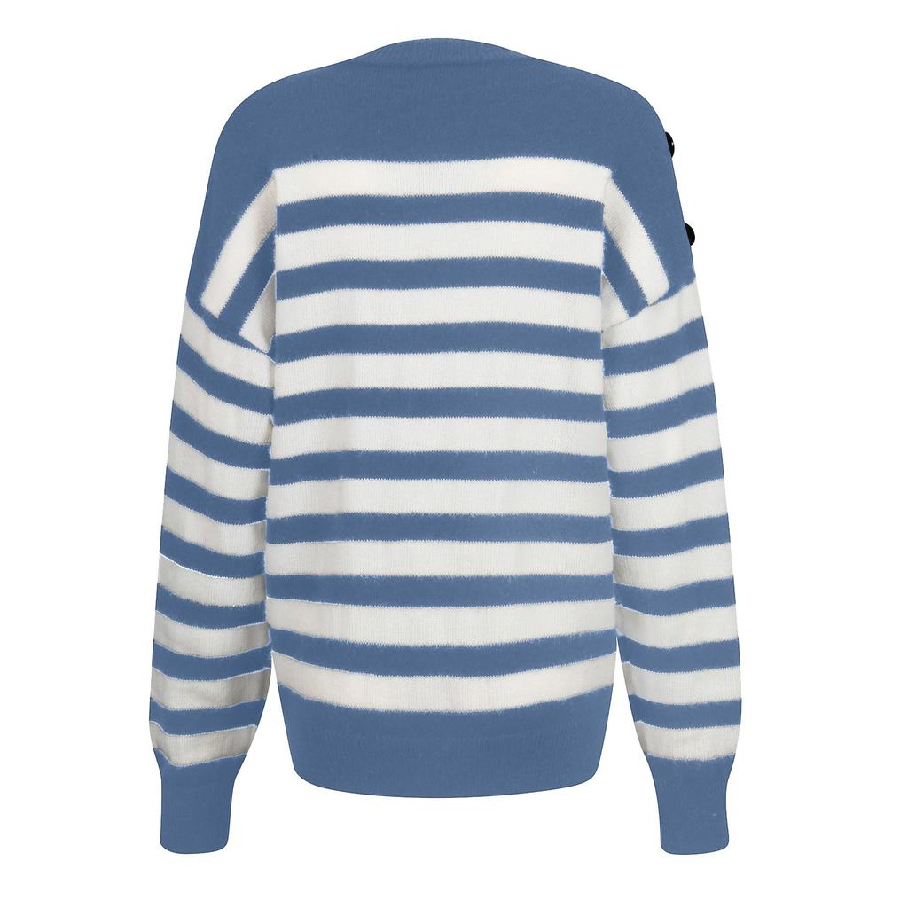 Dam Lösstickad Tröjblus med Stjärnformigt Tryck och Lång Ärm