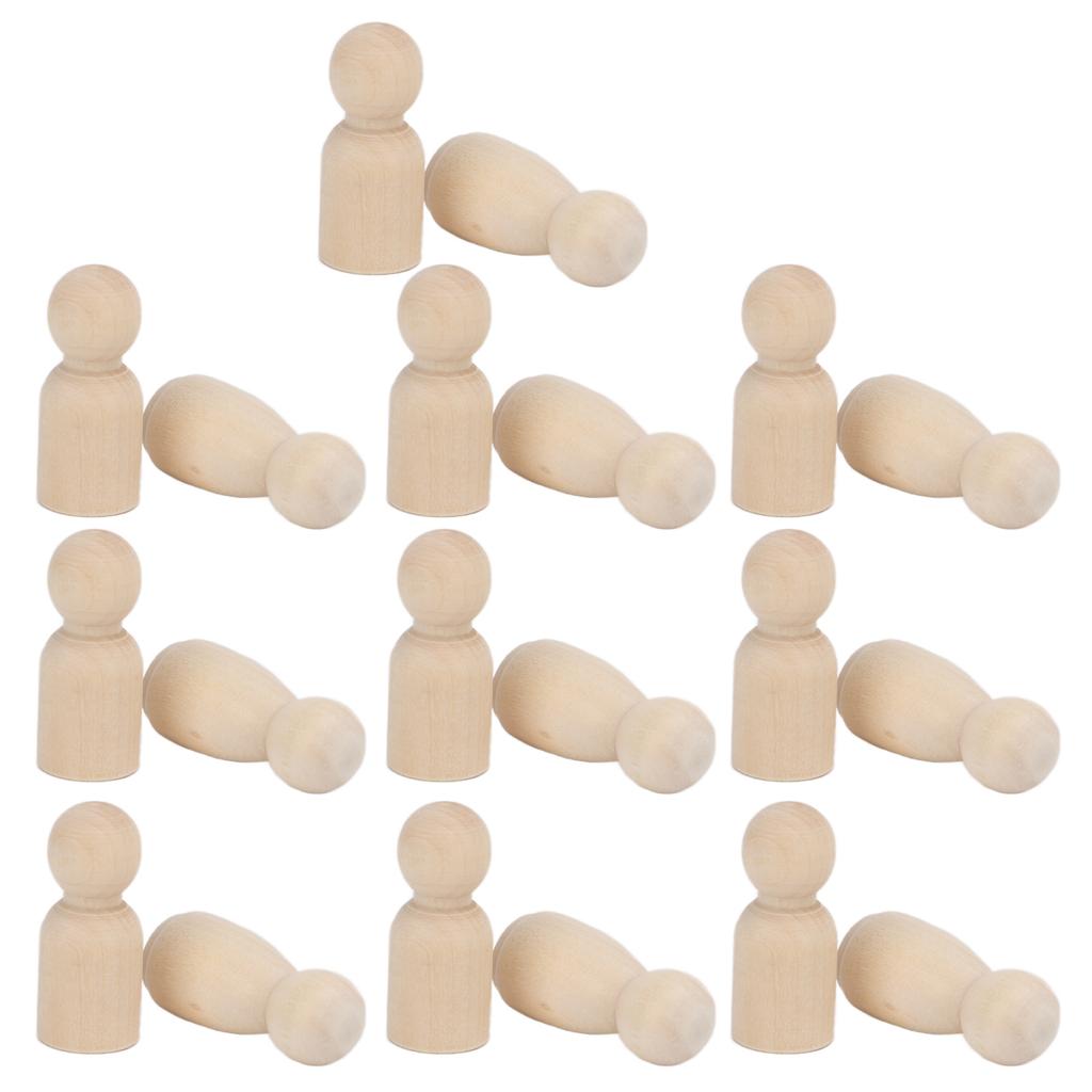 20pcs Wooden Peg Dolls Uned Angel Shape Toddler Wood Doll Bodies for Children   Craft Toys Gifts Graffiti