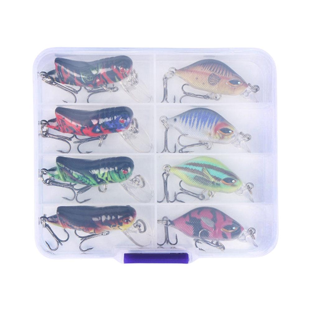 

8Pcs Mini Crankbait Wobbler with Treble Hooks Fishing Lures Minnow Swimbait for Bass Trout Walleye Pike Catfish