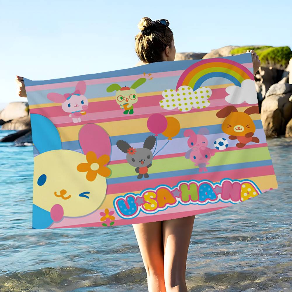 Cartoon U-USAHANAS Cute Microfiber Printed Beach Towel Mountain Climbing Yoga Beach Swimming Running Absorbent Soft Towel