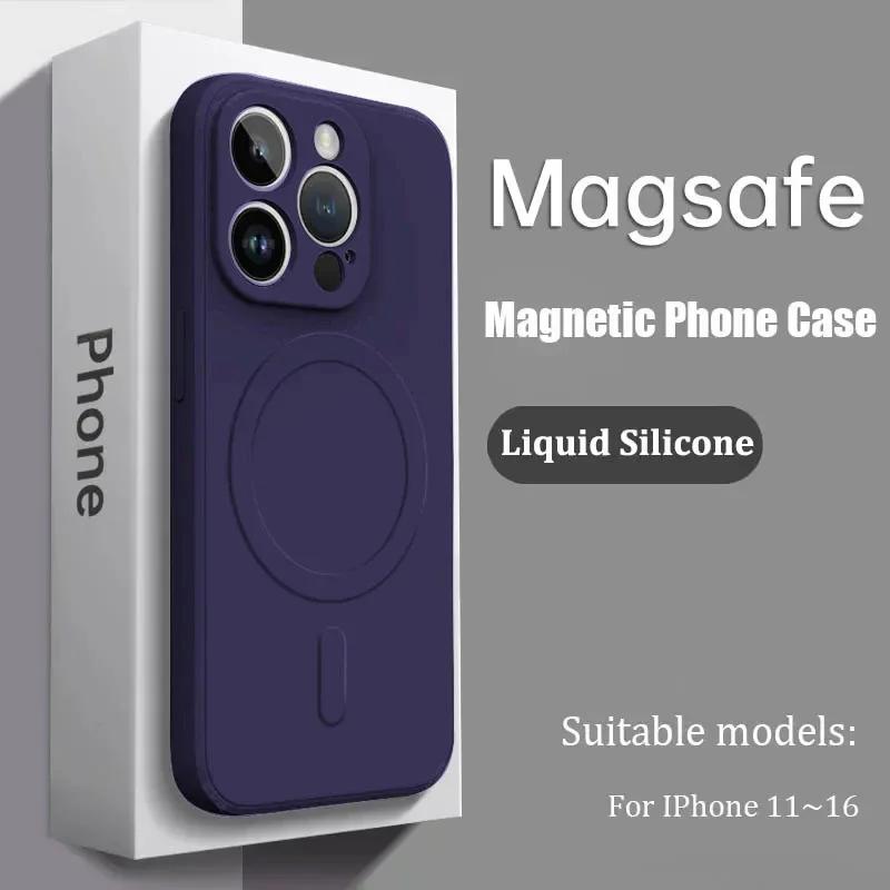 Tekutý silikonový kryt Pro iPhone 16 17 15 14 13 12 11 Pro Max Plus Mini Air Pro Magsafe Magnetické bezdrátové nabíjení Měkký kryt funda