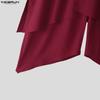 INCERUN Men Elastic Waist Irregular Layers Casual Long Pants Trousers