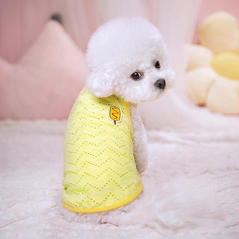 Breathable Mesh Embroidered Dog Vest - Summer Strappy Pet T-shirt