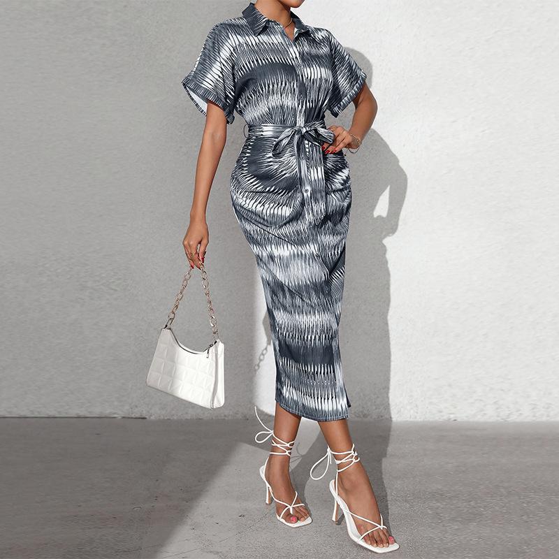 

Женское летнее платье 2025 года — полосатый кардиган с завязкой на талии и юбка-карандаш XL