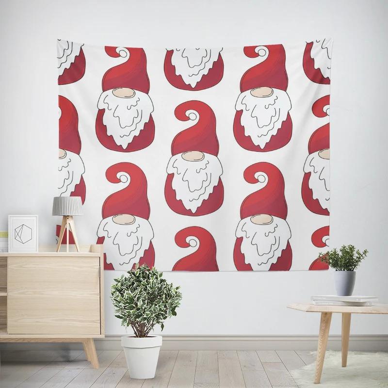 Christmas New Year White Bearded Santa Claus Pattern Living Room Bedroom Decorative Tapestry