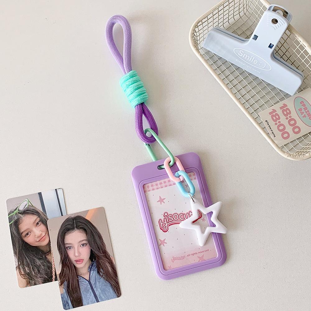 Star Pendant Photos Protective Cover Sliding Cover ID Card Storage Cute Students Card Holder