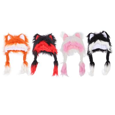 Handmade Cat Ears Headwear Warm Hat Party Headwear Fluffy Plush Cat Ear Hat for Cosplay Valentine Da