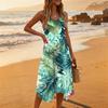 Sleeveless Floral Print Midi Dress for Women Asymmetrical Hem Casual Summer Sundress Lightweight Fabric Flowing Fit