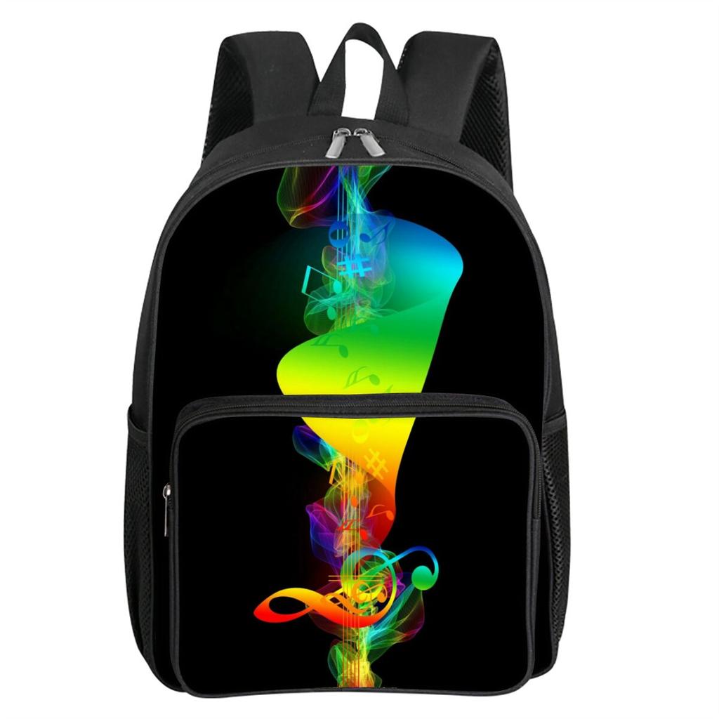 Muzieknoot Print Vierkante Voorvak Rugzak Rits Grote Capaciteit voor Jongens/Meisjes Beste Cadeau 2D Cartoon Kinderen Schooltas
