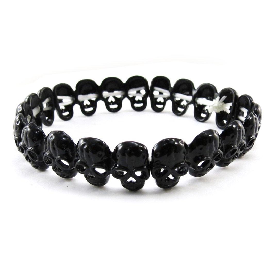 Les Trésors De Lily [J1149] - Black 'Skull' Designer Bracelet
