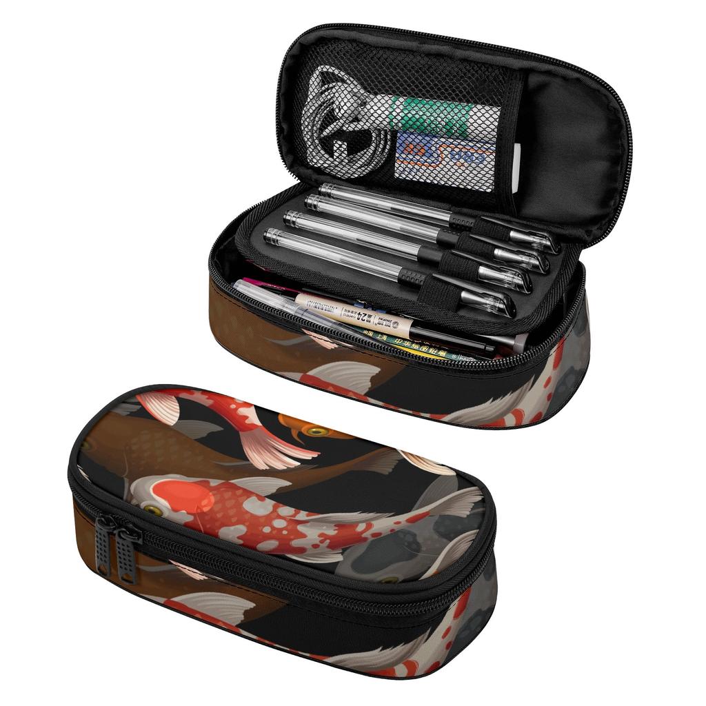 Pen Case 300D Polyester Multi Compartment Secure Zipper with Pen Slot Board Mesh Pocket and Large Storage Section for Students