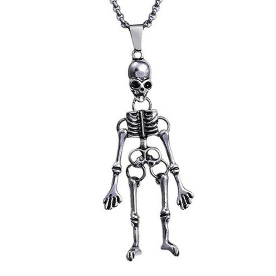 Trendy Gothic Skull Necklace & Earrings Set for Men