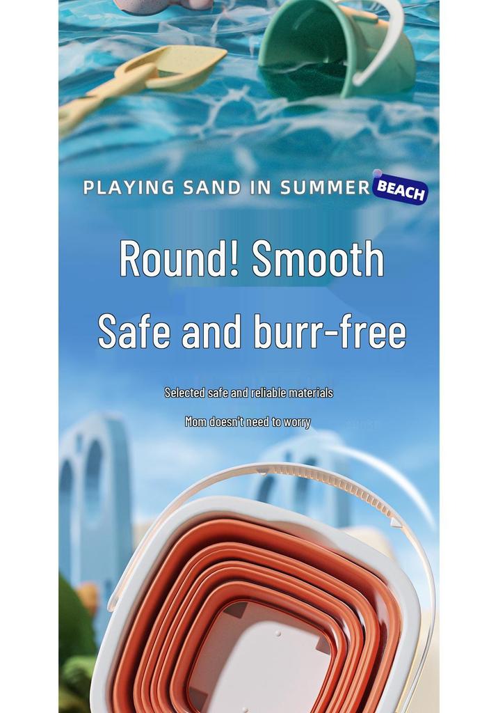 Kids' Beach Toy Set: Shelling Bucket, Folding Water Play Pail, Sand & Soil Digging Tools