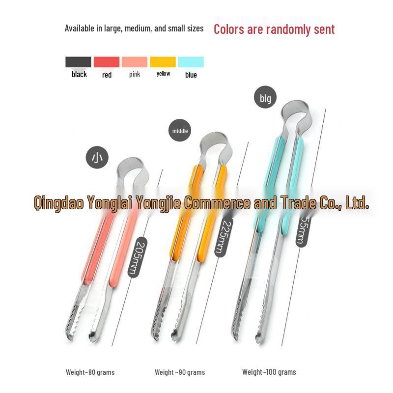 Korean Style Stainless Steel BBQ and Baking Tongs - Multi-purpose Food and Bread Tongs for Grilling