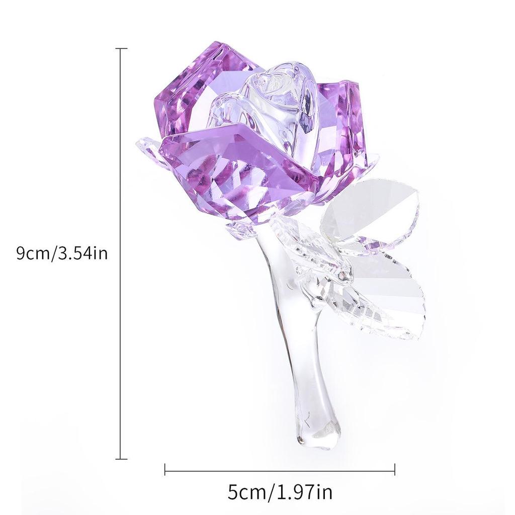 Crystal Glass Rose Ornament - Home Decor & Creative Gift