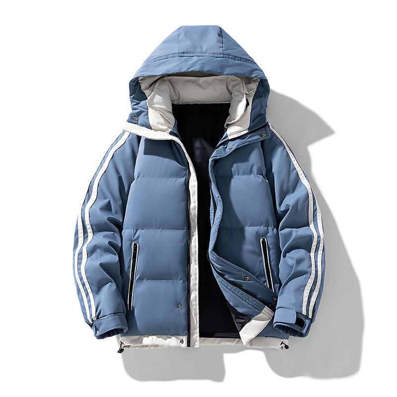 Herrenmode, dicke, baumwollgefütterte Kleidung, trendige, warme Herrenjacken mit Kapuze, Winterjacken mit Baumwollpolsterung, Herrenkleidung mit Baumwollpolsterung