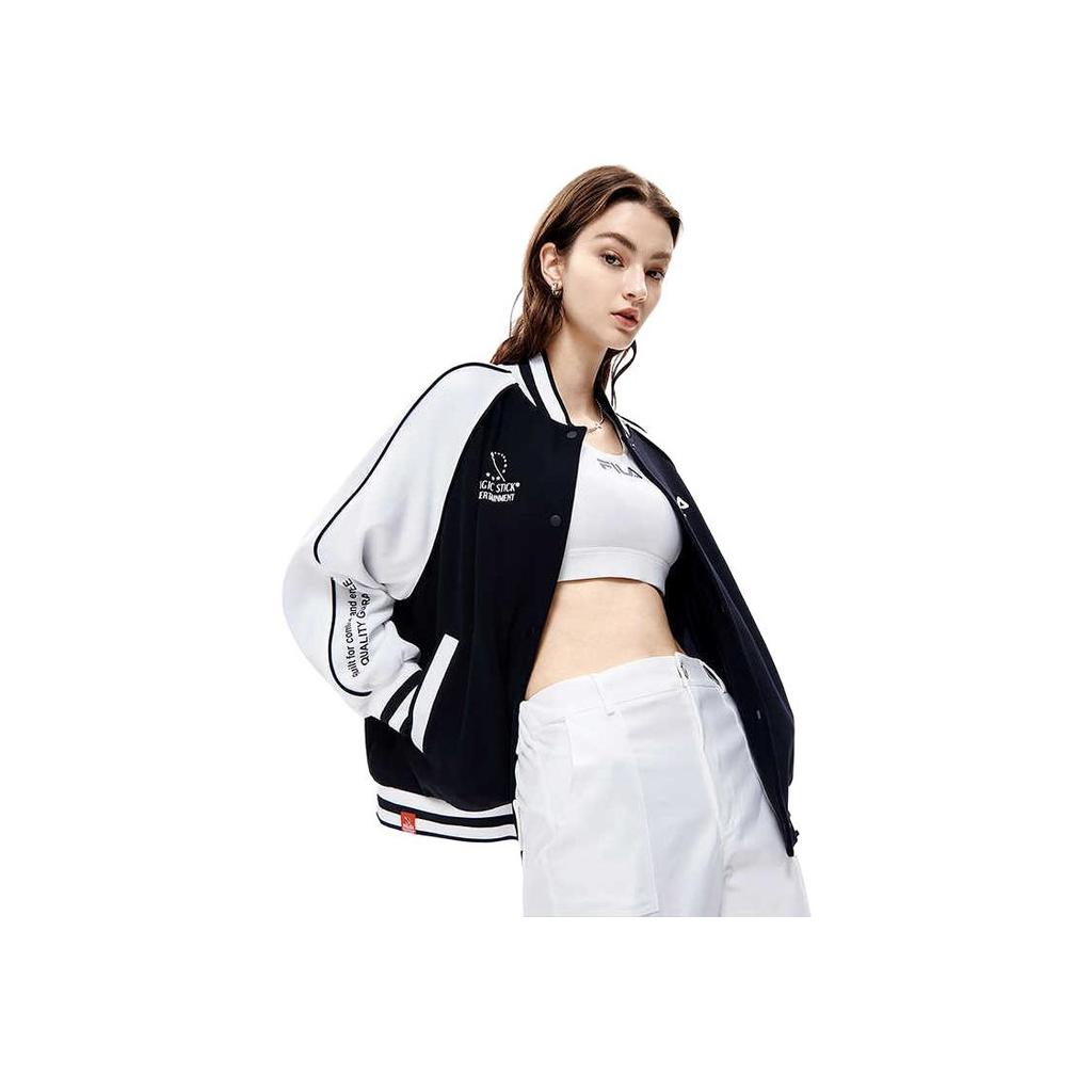 Fila Color Block Knit Long Sleeve Jacket Women Jacket Black F11W249501F-BK