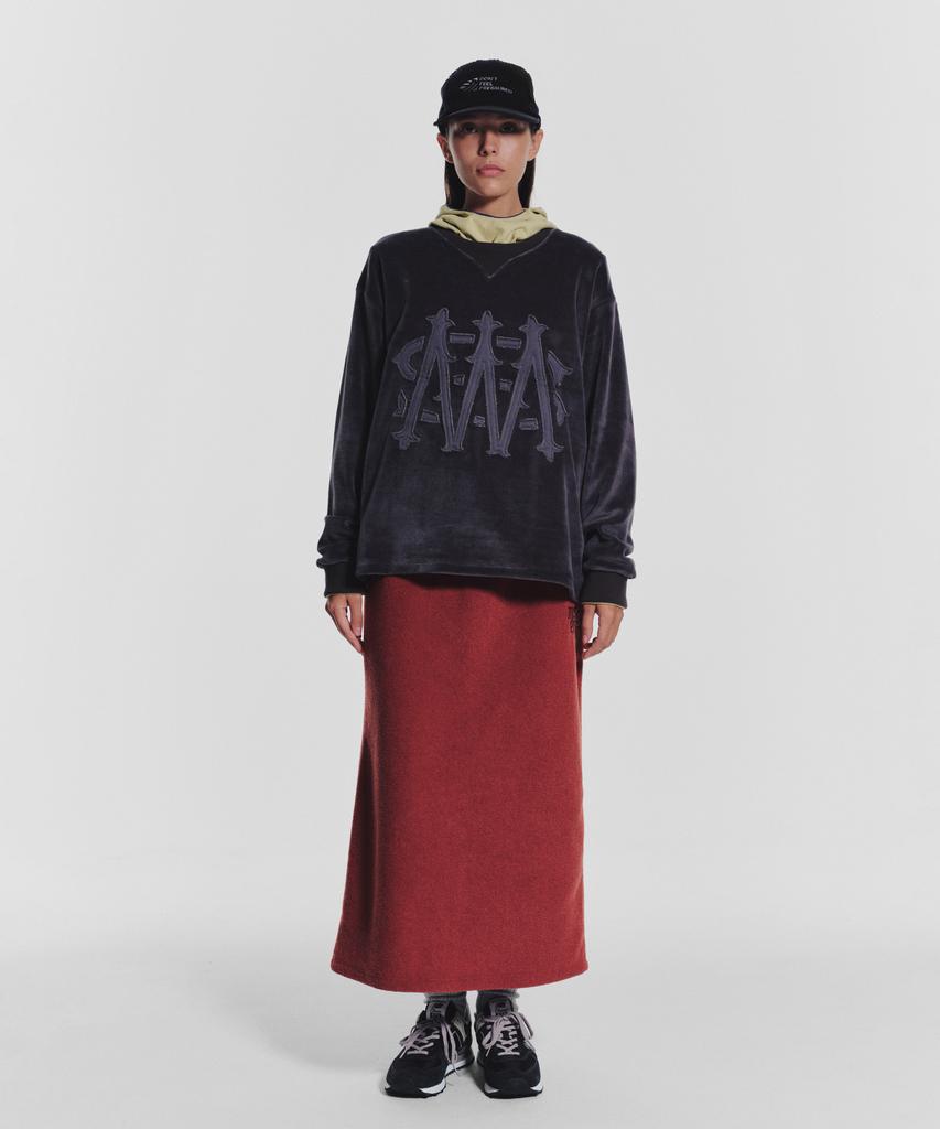 Minasu Terry Fleece Long Skirt_Red
