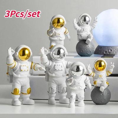 3Pcs/set Astronaut Figure Statue Figurine Spaceman Sculpture Educational Toy Desktop Home Decoration Model for Kids Gift