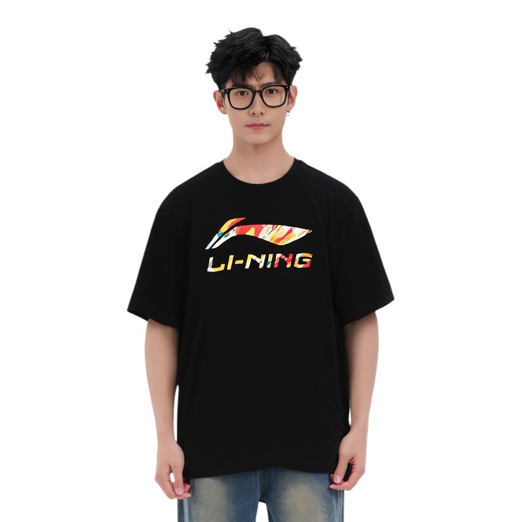 Li-Ning Loose Comfortable Casual Round Neck Short Sleeve T-Shirt Unisex Tops Black AHSVA73-1