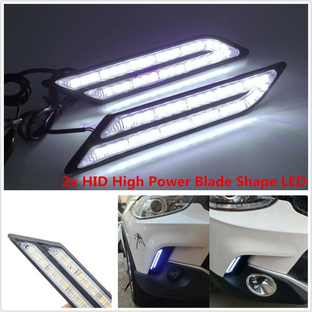 2 Pcs 12V Blade Shape HID White LED Vehicle Daytime Running Light Fog Lamp DRL