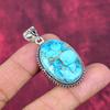 Colgante de piedra preciosa turquesa de cobre azul hecho a mano, colgante de plata de ley maciza 925, joyería antigua, para regalo de compromiso