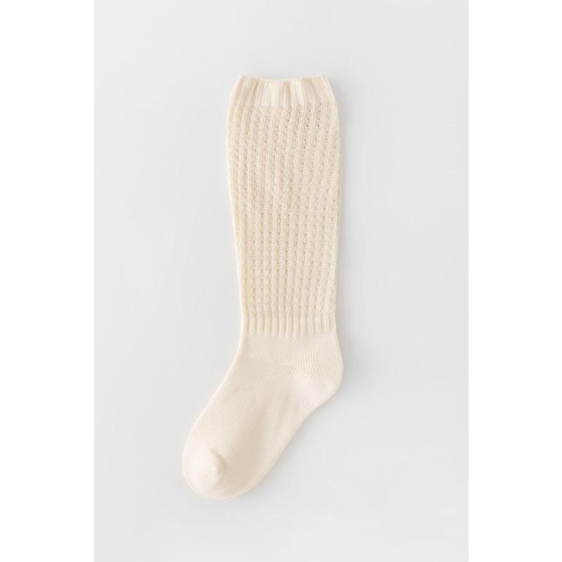 Autumn and Winter Hollowed-out Fishing Net Slimming and Long Calf Women's Socks, Half-leg Mid-calf Socks, Lantern Wide-body Pile Long Socks