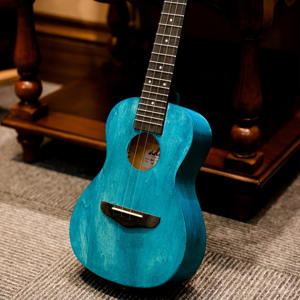 ADM Concert Ukulele Set Includes Gig Fretboard and Storage Bag Kit, Beginner's - Bag, Tuner, Strap, Stickers, Picks, (Matte Blue, 23-inch)