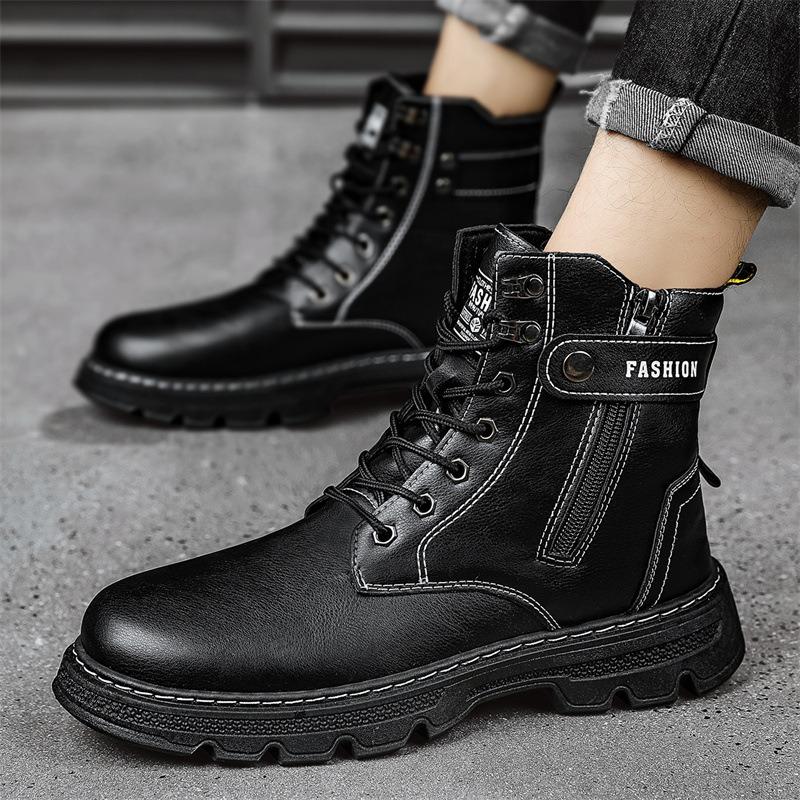 Men's Boots Fashion Casual High Top Boots Waterproof Leather Boot Winter Plush Warm Winter Boots for Men Ankle Boot Botas Hombre