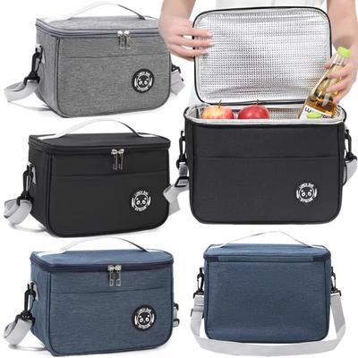 Large Capacity Lunch Bag with Adjustable Strap Double Layer Food Insulated Box Thickened Foldable Cooler Box