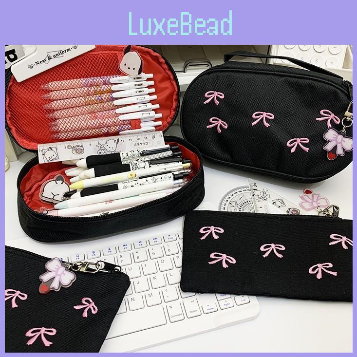 Sweet Butterfly Bow Embroidered Canvas Organizer For Stationery And Cosmetics