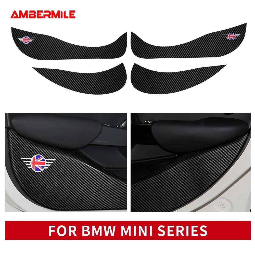 Leather Carbon Fiber Texture Protection Sticker Car Door Anti Kick Pad For BMW Mini Cooper S F54 F55 F56 F60 R56 R60 Countryman