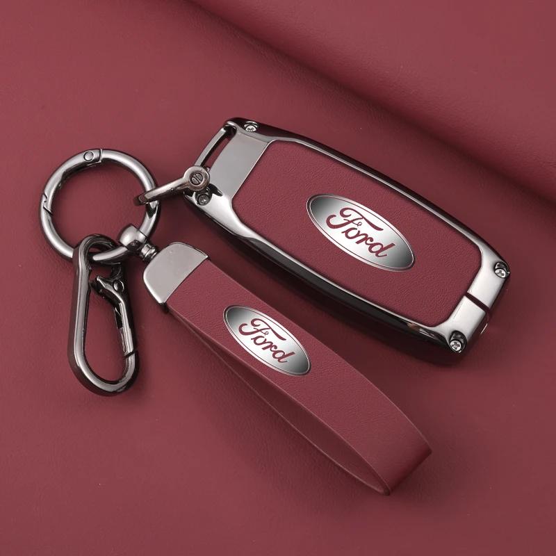 Car Sticker For Ford Zinc Alloy Car 3 Buttons Key Case Cover Protector Shell For Ford Territory 2019 2020 2021 2022 2023 2024 Sm