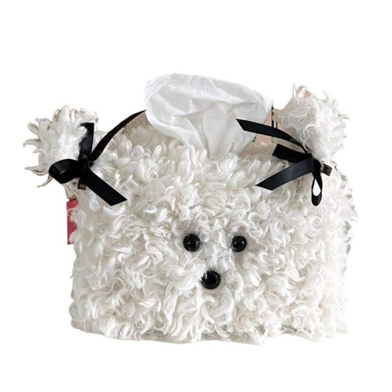 Plush Puppy Tissue Storage Box Holder Lovely Home Accessory for Living Room Office Supplies and Car Decoration