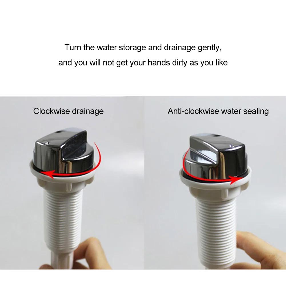 Kitchen Sink Sewer Filter Water Drainer Sink Drain Strainer With Cable Controller Vegetable Washing Basin Knob Control Drain