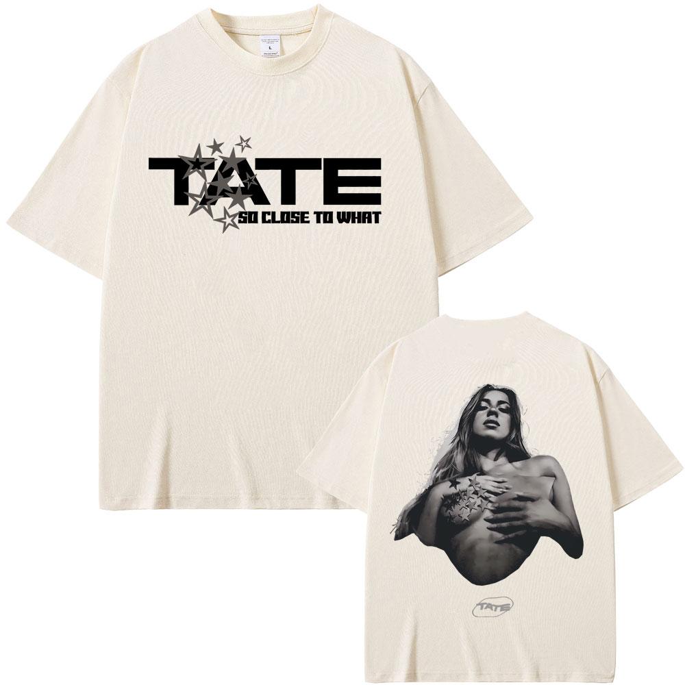 

Співачка Тейт Макрей Альбом Так близько до чого 2025 Світовий тур Принтовані футболки Чоловічі Жіночі Мода Поп-музика Футболки Оверсайз футболка M
