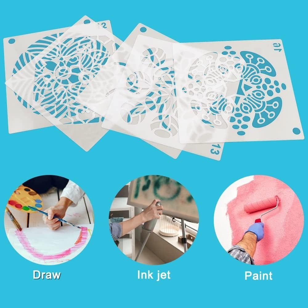 36/56Pcs Creative Mandala Dot Painting Templates Hollow Reusable Dot Painting Stencils Small Size Craft Project