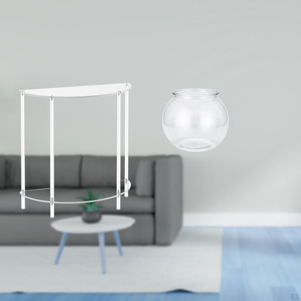 Acrylic Transparent Side Table for Small Space with Clear Fish Tank Two Tier End Skinny
