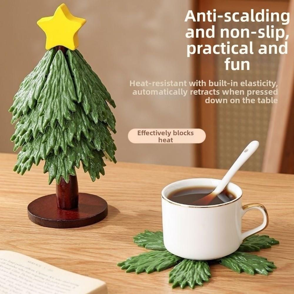 Heat Resistant Heat Insulation Coaster Creative Christmas Tree Table Mat Tabletop