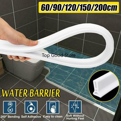 Non-slip 5 Size White Bathroom Water Stopper Flood Shower Barrier Rubber Dam Silicon Water Blocker Dry And Wet Separation Collapsible