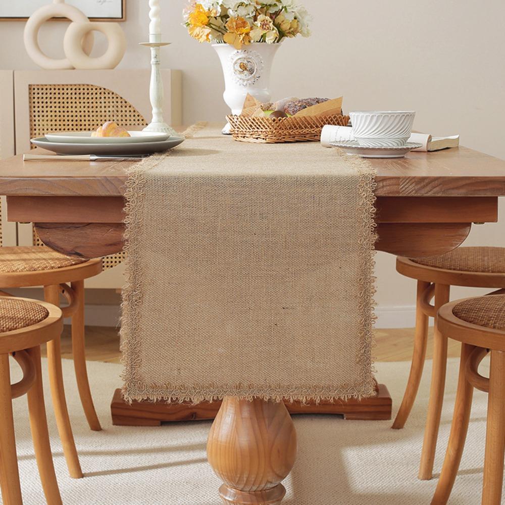 Woven Texture Jute Table Runner Jute Machine Wash or Brush New Burlap Table Runner Wedding Party