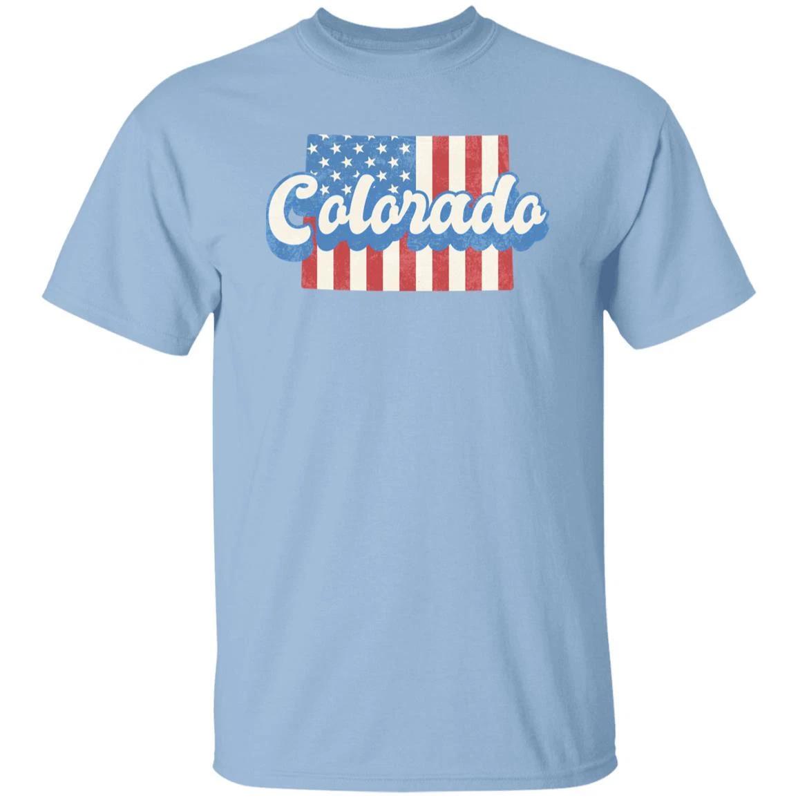 Colorado US flag Unisex T-Shirt American patriotic CO state tee White Ash Blue M