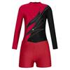 Kids Girls Stylish Clothing Set for Skating Training Wear Outfits Long Sleeve Contrast Color Leotards and Shorts