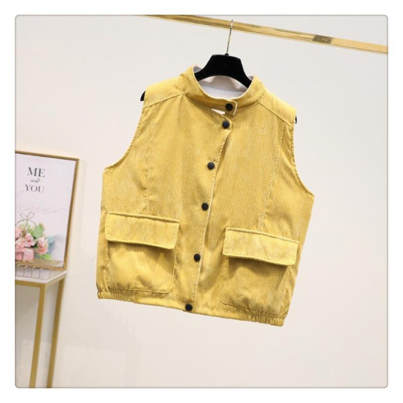 

Женский кардиган жилет двойной вельвет кардиган жилет куртка осень зима жилет с лацканами топ M жёлтый