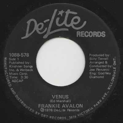 7inch Record FRANKIE AVALON  Venus 1088578 DELITE RECORDS 1976 Canada SoulFunk Used