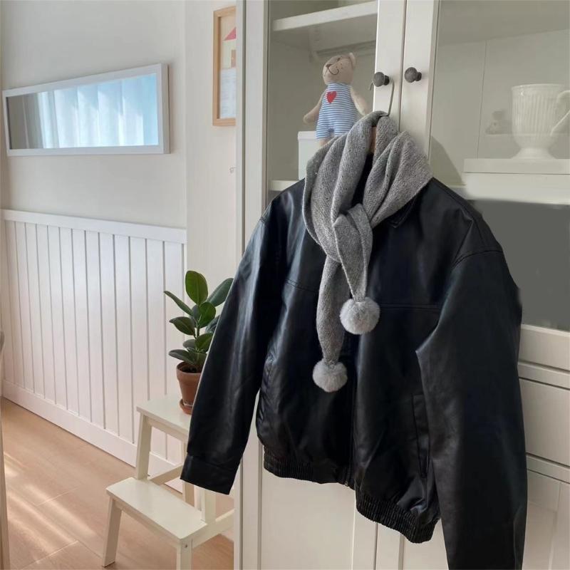 Multipurpose Shawl with Pompoms for Indoor Outdoor Windproof Accessory Neckwear Knitted Scarf Shoulder Wrap Neckwear